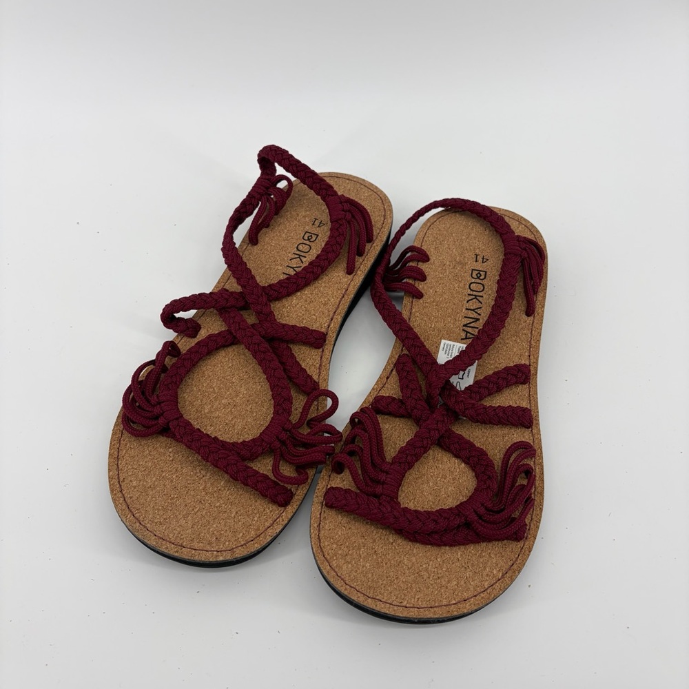 NWT Bokyna Burgundy Rope Sandals Size 10 US